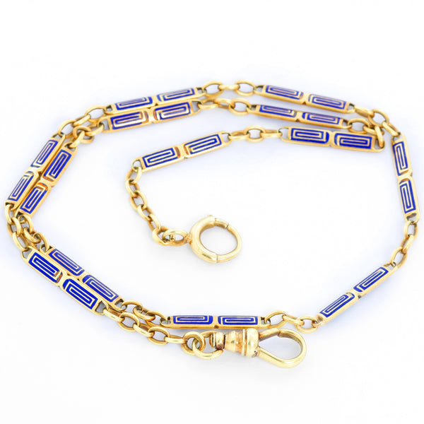 Greek Key 14K Yellow Gold Pocket Watch Chain