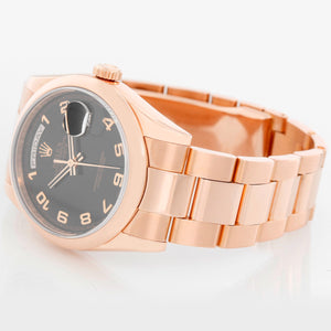 Rolex President Day-Date Men's 18k Rose Gold Watch 118205 Black dial