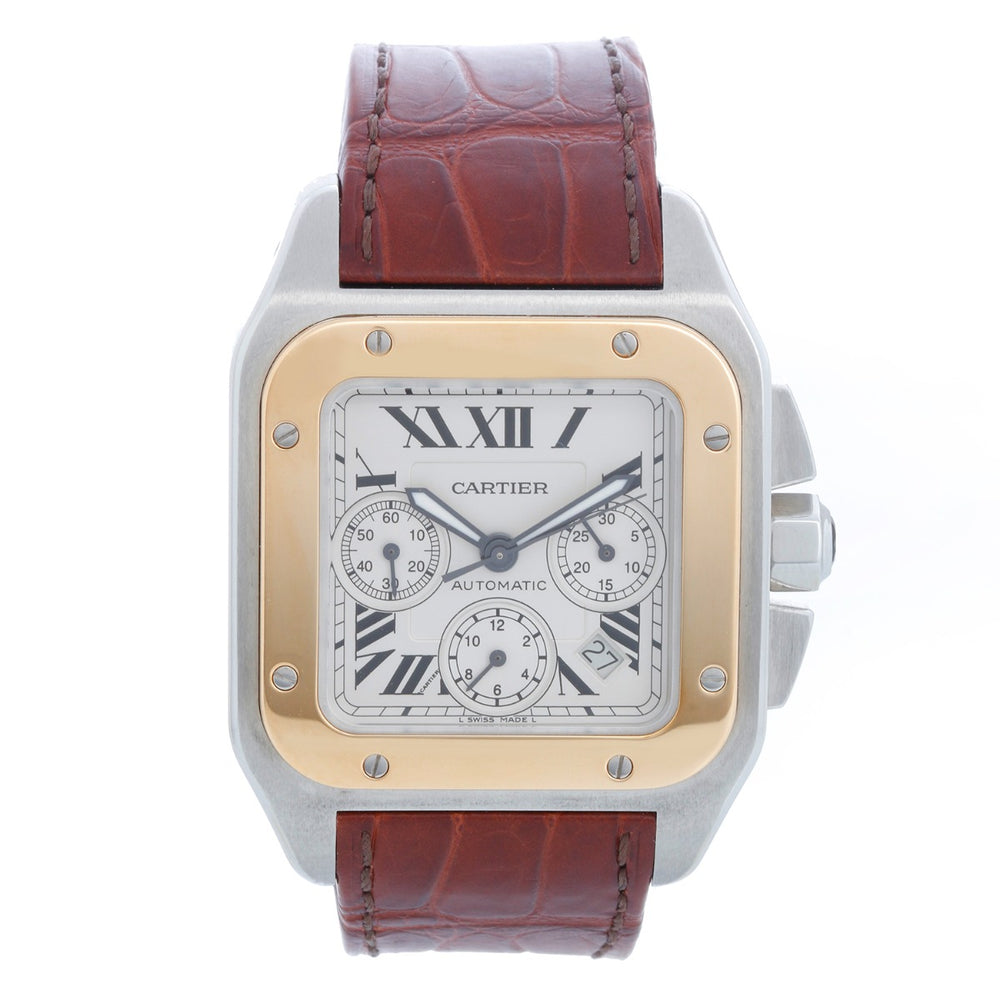 Cartier Santos 100 XL  Chronograph Two Tone Men's Watch 2740 W20091X7