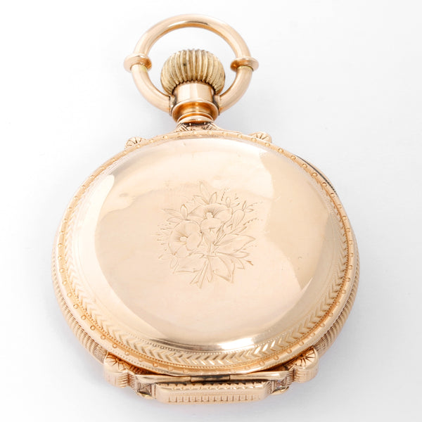 Waltham 14k Yellow Gold Box Hinge Pocket Watch