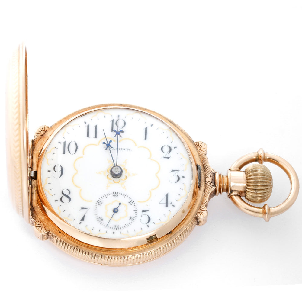 Waltham 14k Yellow Gold Box Hinge Pocket Watch