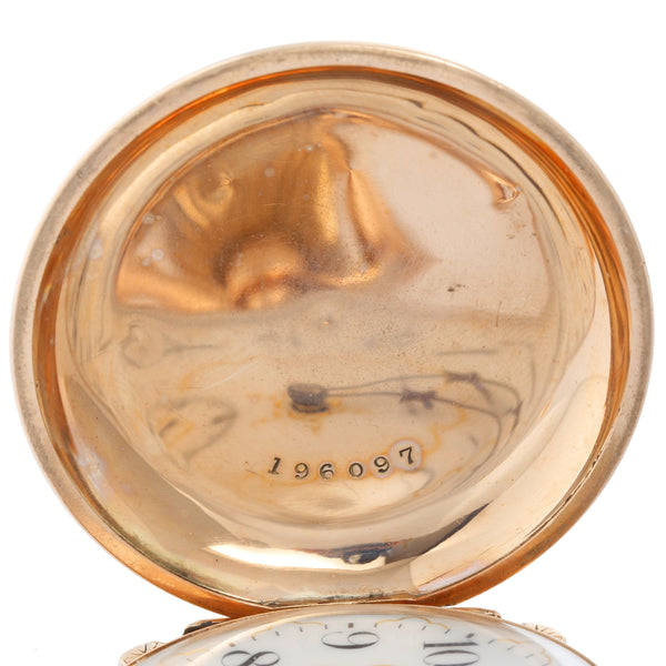Waltham 14k Yellow Gold Box Hinge Pocket Watch