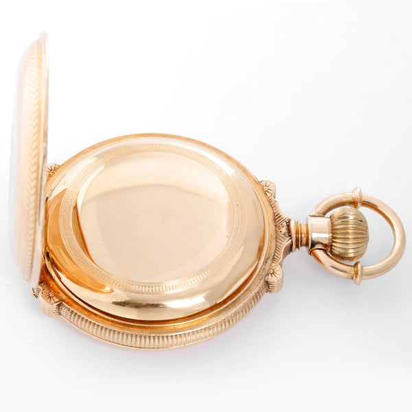 Waltham 14k Yellow Gold Box Hinge Pocket Watch