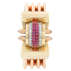 Extremely Unique Harman Multicolor Gold Retro Cuff  Ladies Watch
