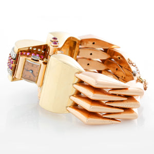 Extremely Unique Harman Multicolor Gold Retro Cuff  Ladies Watch