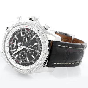 Breitling Bentley Chronograph Men's Steel Watch Black Dial A44362