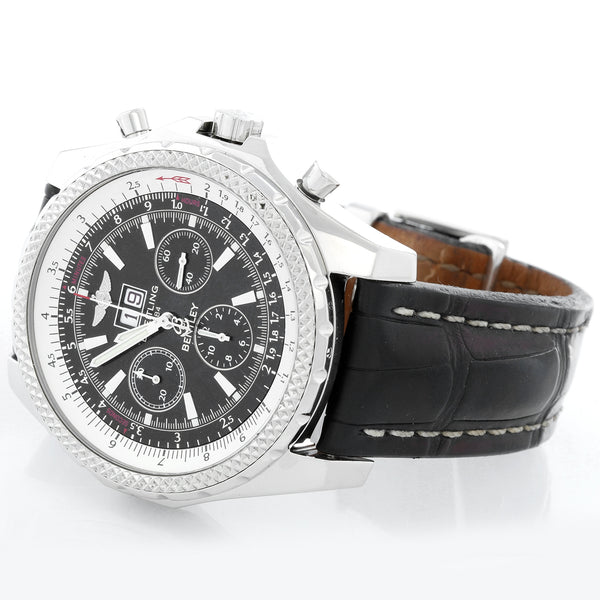 Breitling Bentley Chronograph Men's Steel Watch Black Dial A44362