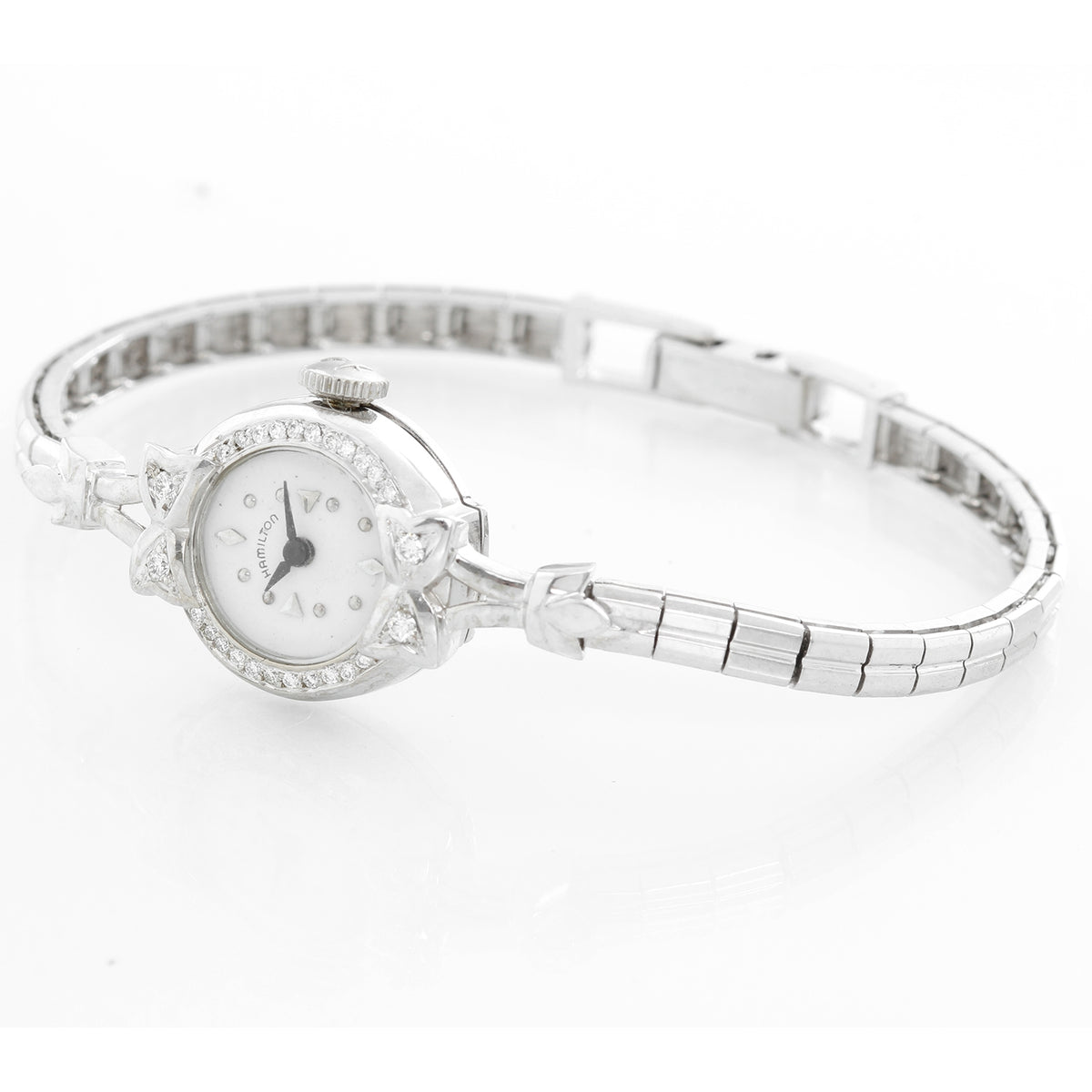 Hamilton Registered Edition Vintage Rare Ladies Watch White Dial Hold Case SOLD 1963 Ladies Hamilton 18k white gold and diamond watch  main image 4