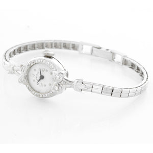 Ladies Vintage Hamilton 14k White Gold & Diamond Watch