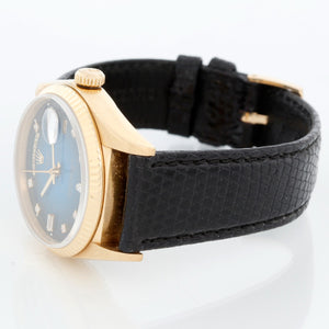 Rolex Day-Date Men's President Watch 18k Gold Blue Diamond Dial 18038