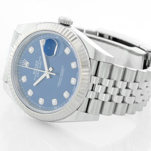Rolex Datejust 41  Stainless Steel Men's Blue Diamond Watch 126334