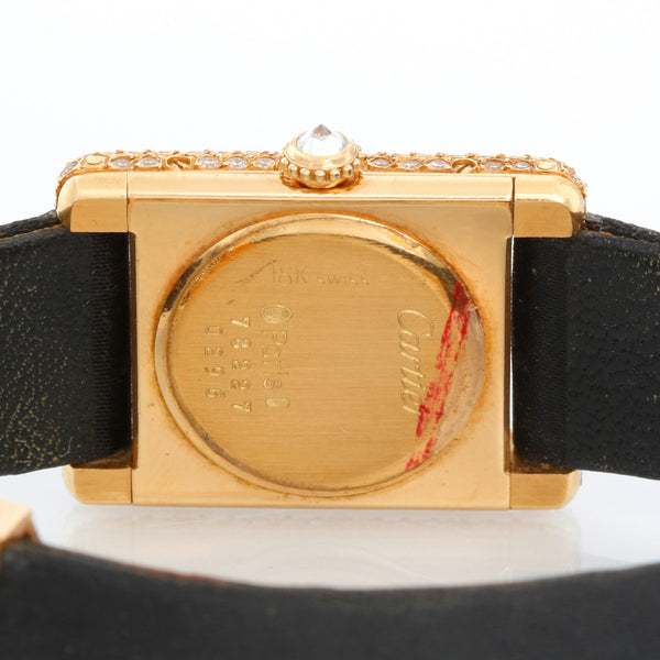 Cartier Tank 18K Yellow Gold Pave Diamond Watch