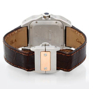 Cartier Stainless Steel and 18K Rose Gold Santos 100 Midsize Watch W20107X7