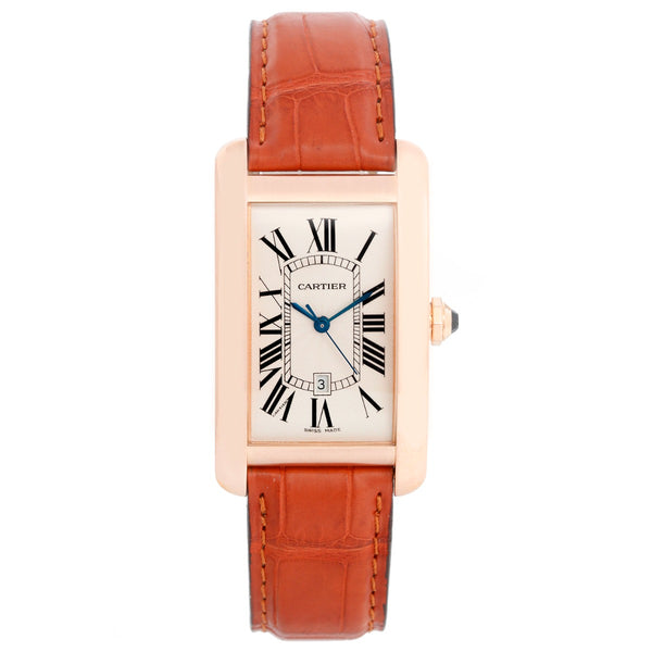 Cartier Tank Americaine 18k Rose Gold Automatic Watch W2609156 2505