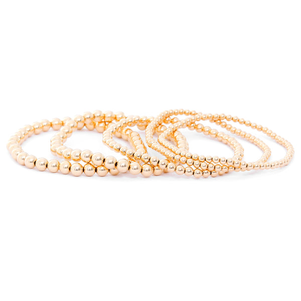 Gold Bead Ball Stackable Bracelets