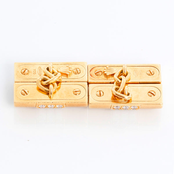 Very Rare 18k Yellow Gold  Rolex Diamond  Cuff Links