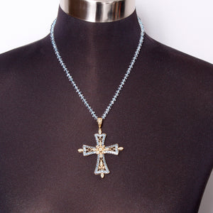 Dallas Prince Designs Blue Topaz & Blue Diamond Cross