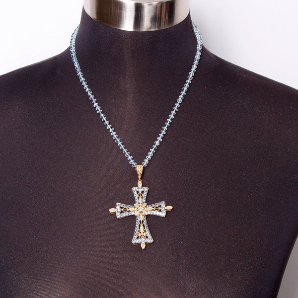 Dallas Prince Designs Blue Topaz & Blue Diamond Cross