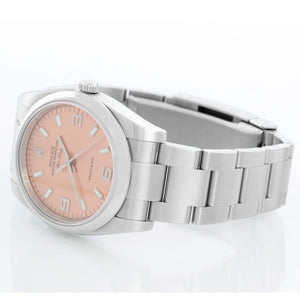 Rolex Air-King Stainless Steel Men's Watch Pink Arabic Dial 114200