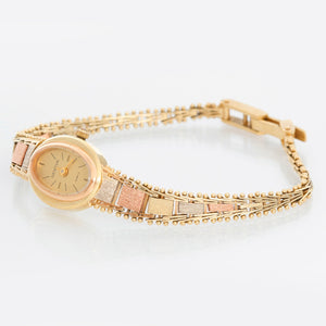 Geneve Ladies 14K Trigold Quartz Watch