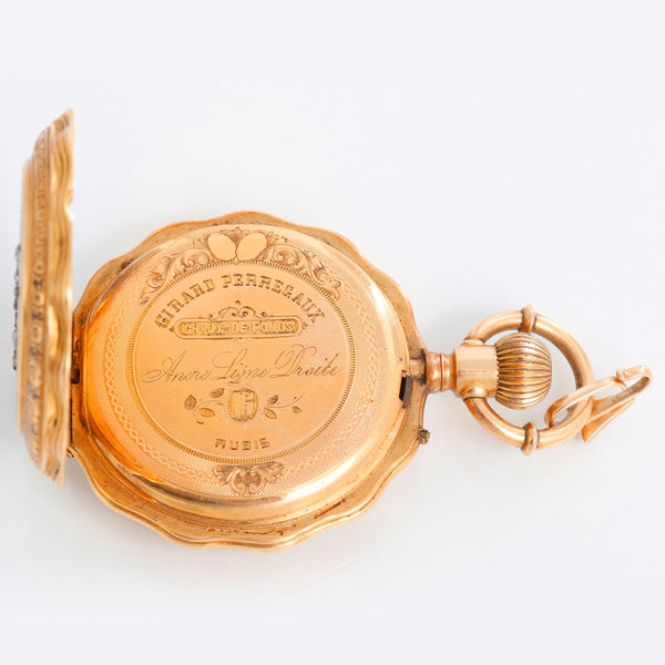 Girard- Perreguax 18K Gold & Enamel Ladies Pendant Pocket Watch