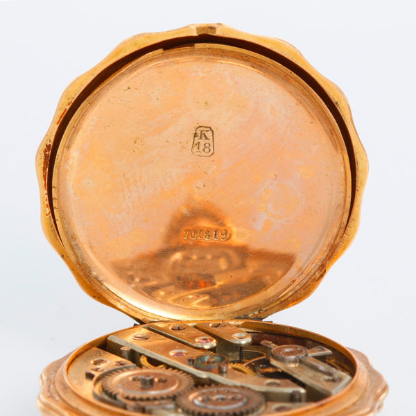 Girard- Perreguax 18K Gold & Enamel Ladies Pendant Pocket Watch