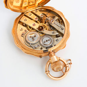 Girard- Perreguax 18K Gold & Enamel Ladies Pendant Pocket Watch