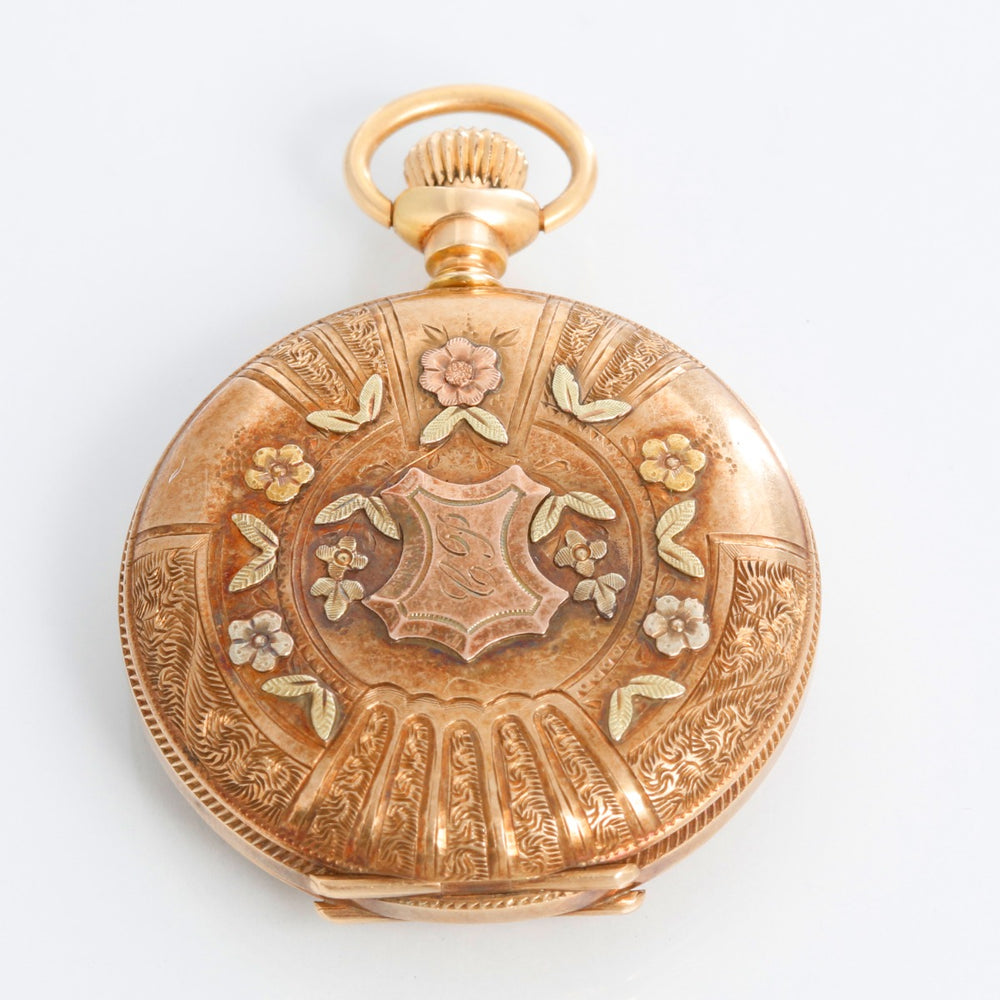 Waltham 14K Tri Gold Ladies Pendant Pocket Watch