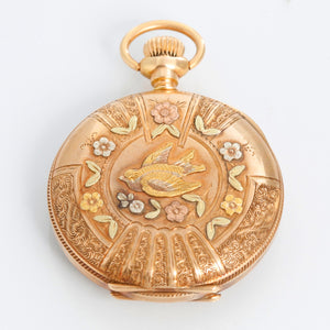 Waltham 14K Tri Gold Ladies Pendant Pocket Watch