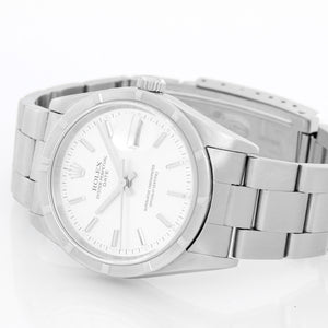 Rolex Date Men's Stainless Steel Watch Engine Turned Bezel 15210