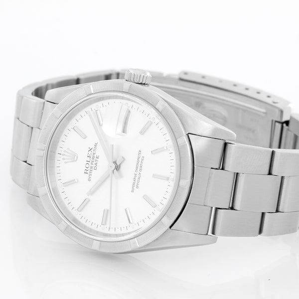 Rolex Date Men's Stainless Steel Watch Engine Turned Bezel 15210