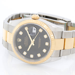 Rolex Datejust Men's 2-Tone Steel & Gold Watch 116233 Black Diamond Dial