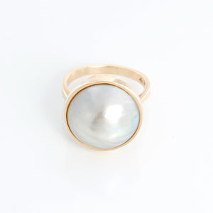 14K Yellow Gold Pearl Ring Size 7
