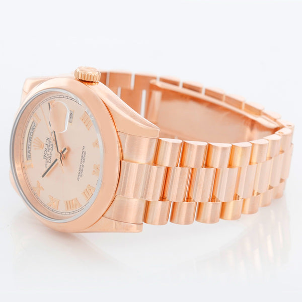 Rolex President Day-Date Men's 18k Rose Gold Watch Roman Dial 118205