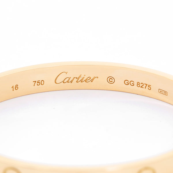 Cartier Love Bracelet 18k Yellow Gold Size 16 with Screwdriver