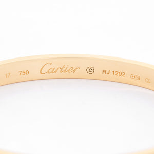 Cartier Love Bracelet 18k Yellow Gold Size 17 with Screwdriver