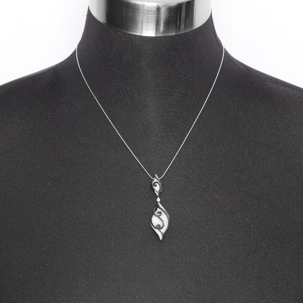Natalie K 14K White Gold Black & White Diamond Pendant