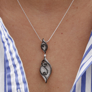 Natalie K 14K White Gold Black & White Diamond Pendant
