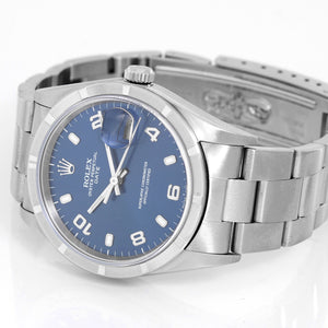 Rolex Date Men's Stainless Steel Watch Engine Turned Bezel 15210