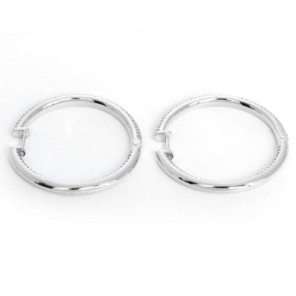 Beautiful Diamond and 14k White Gold Inside-Out Hoops