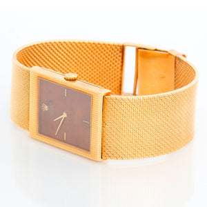 Rolex Cellini Rare Burl Wood Dial 18k Yellow Gold Men's Watch 4127