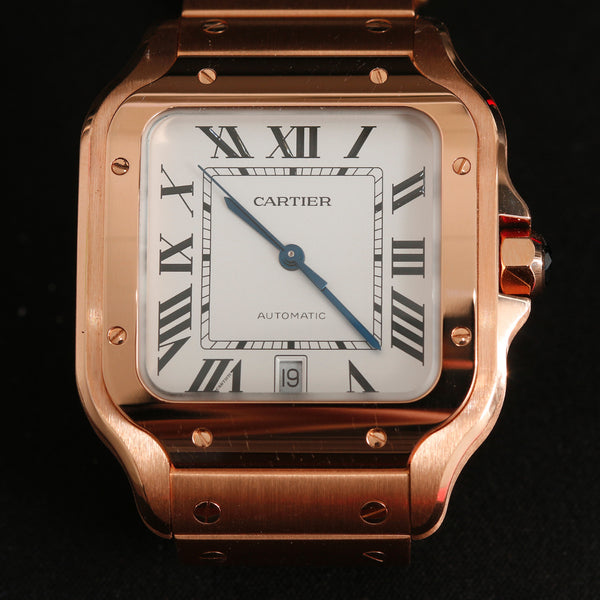Cartier Santos 18K Rose Gold  Large Men's Watch WGSA0018