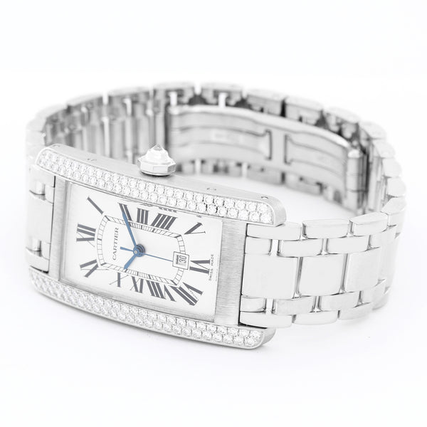 Cartier Tank Americaine 18k White Gold  Men's or Ladies Midsize Watch WB7026L1
