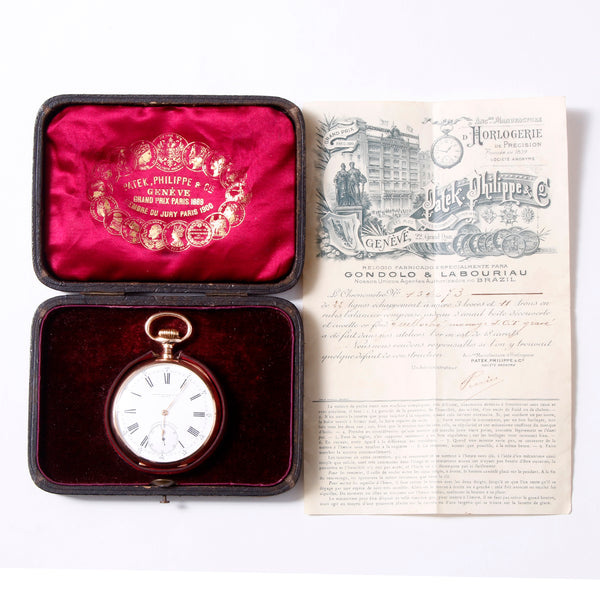 Rare Vintage Patek Philippe Relojoeiros Gondolo 18k Yellow Gold Open Face Pocket Watch