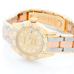 Rolex Pearlmaster 18k Yellow Gold Ladies Diamond Watch 80318