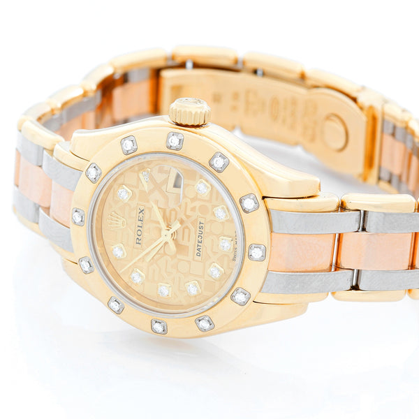Rolex Pearlmaster 18k Yellow Gold Ladies Diamond Watch 80318