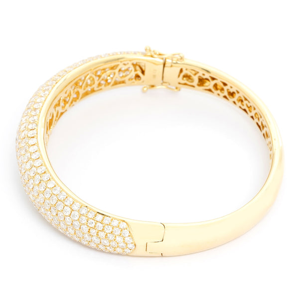 18K Yellow Gold Hinged Diamond Bangle