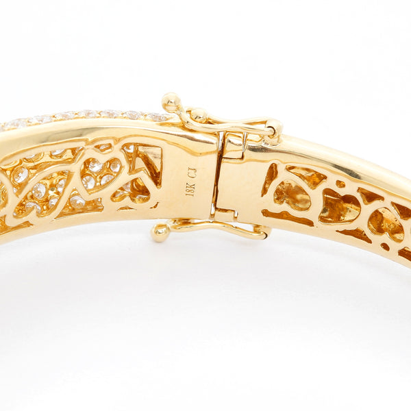 18K Yellow Gold Hinged Diamond Bangle