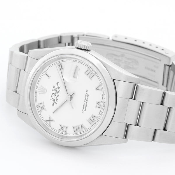 Rolex Datejust Watch Men's Stainless Steel 16200 White Roman Dial