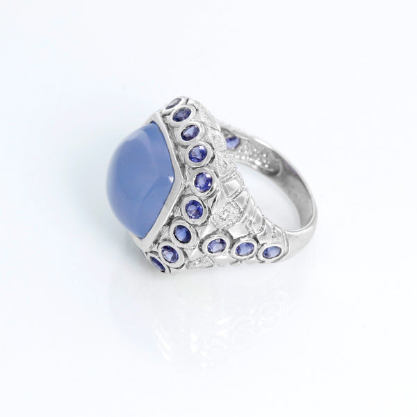 Moon Stone & Sapphire Ring Size 5